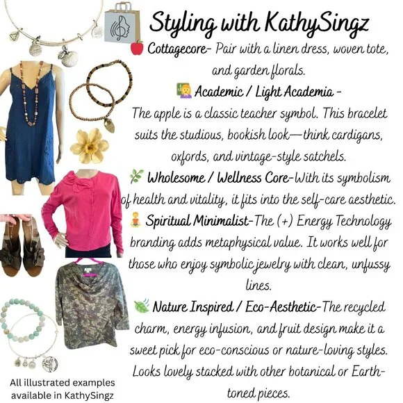 Alex and Ani Apple Charm Bracelet Silver Nature Expandable Bangle - Picture 5 of 14